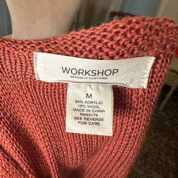 Workshop Republic Clothing Salmon Pink Wool Blend Crochet Sweater - Picture 11 of 11